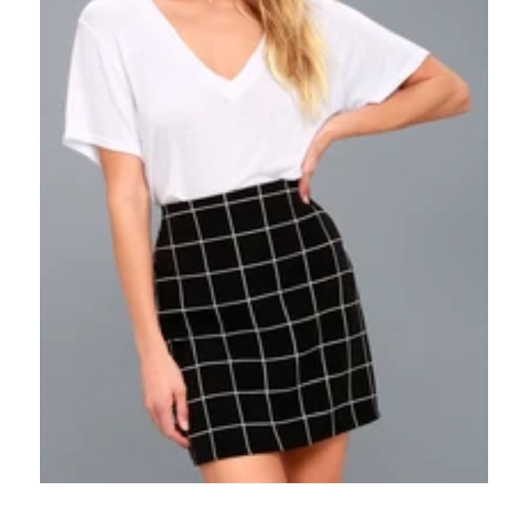 Lulu's Black and White Checkered Mini Skirt